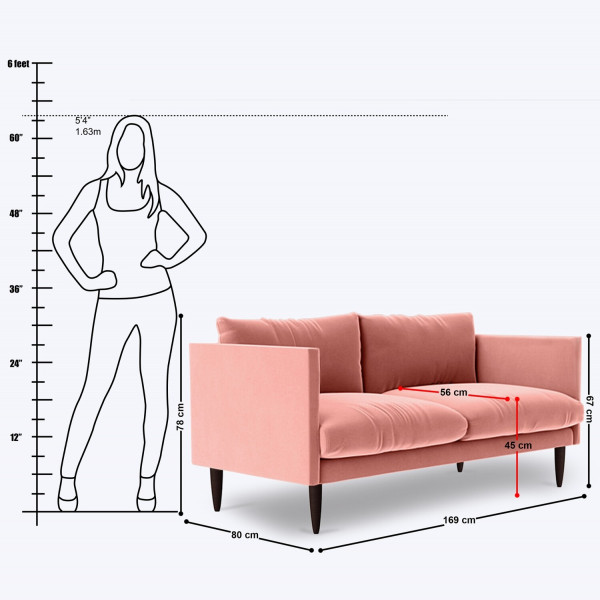 Eronz 2 Seater Sofa - 66" on rent